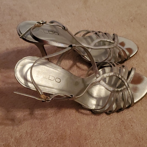 ALDO silver strappy sandal heels